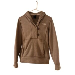 The North Face Womens Fleece Lined Hoodie Pullover Brown Herringbone Size S P